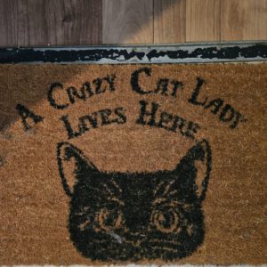 Fußmatte mit der Aufschrift a crazy cat lady lives here